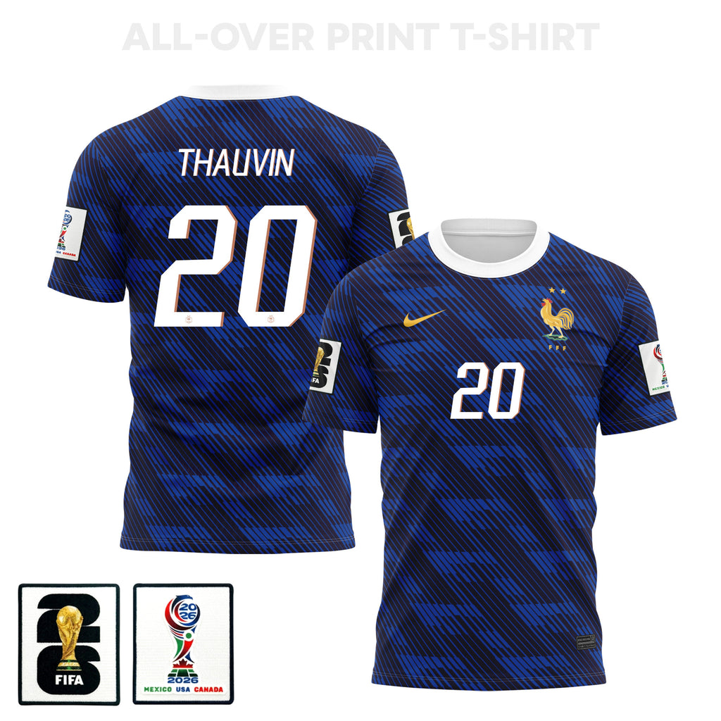 Florian Thauvin 20 France 2026 Home 3D T-Shirt Fully Printed – Unisex, Blue