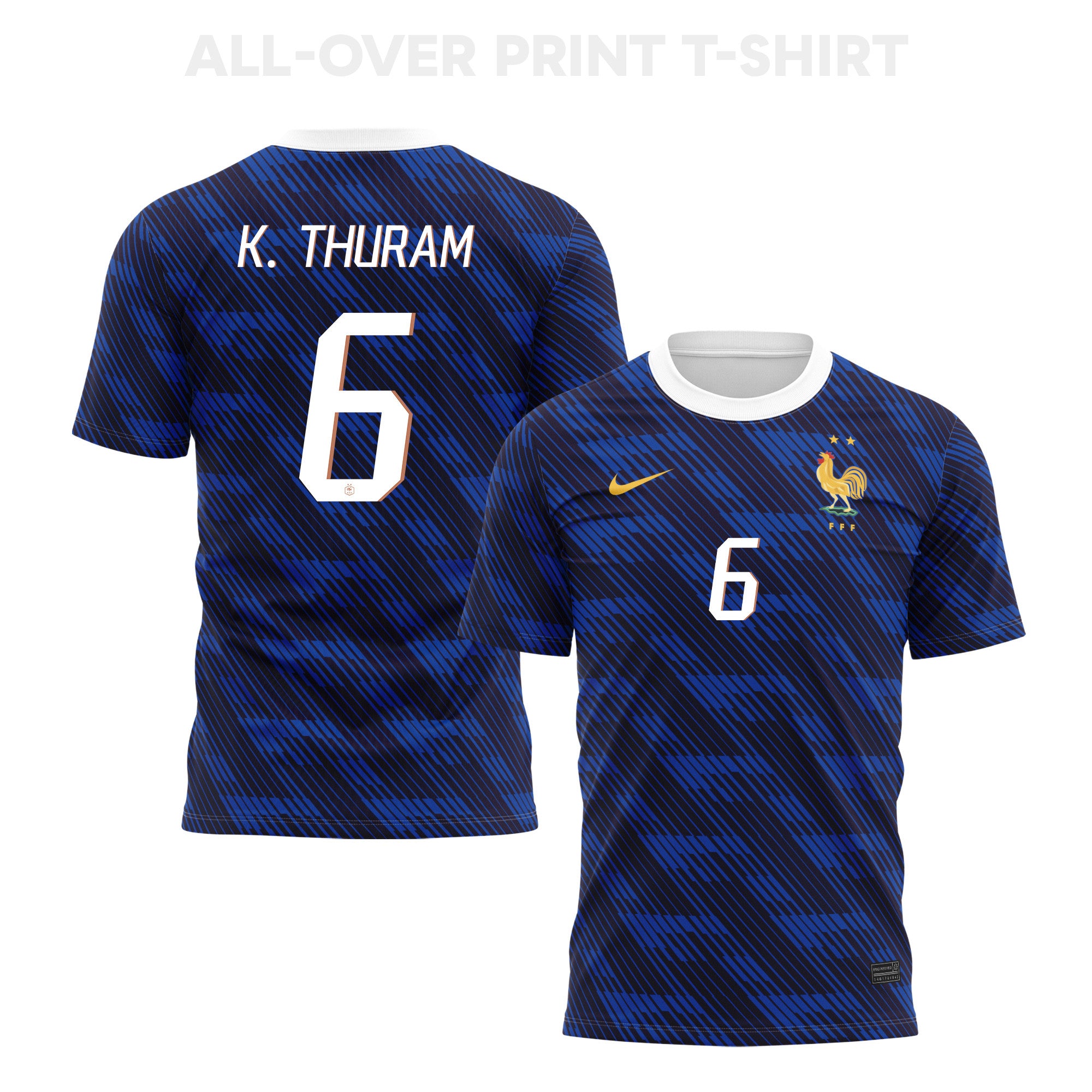 Khéphren Thuram 6 France 2026 Home 3D T-Shirt Fully Printed – Unisex, Blue