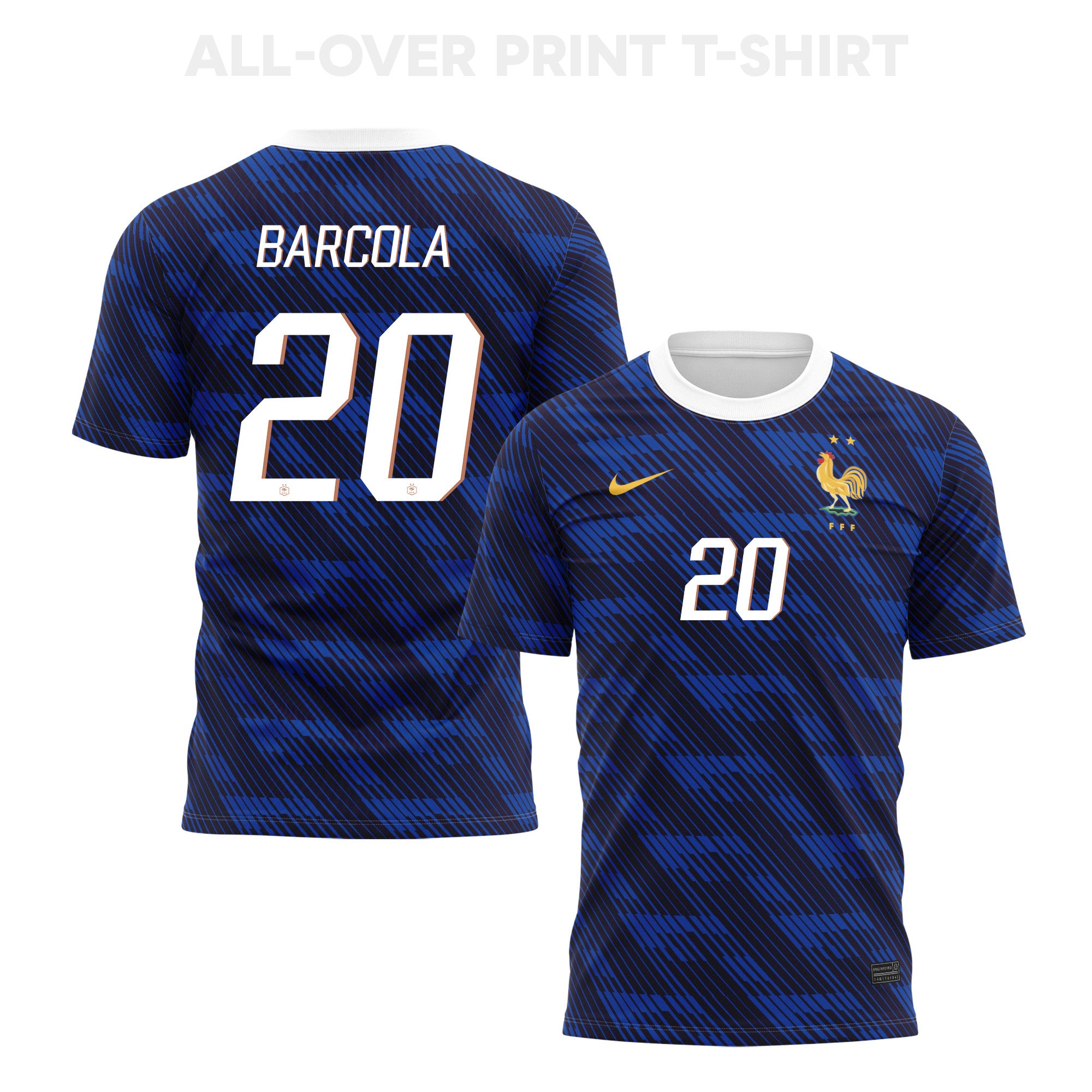 Bradley Barcola 20 France 2026 Home 3D T-Shirt Fully Printed – Unisex, Blue