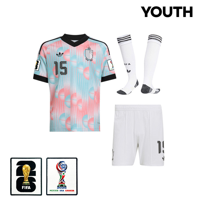 Thomas Meunier 15 Belgium 2026 YOUTH Away Kit Set – Light Blue