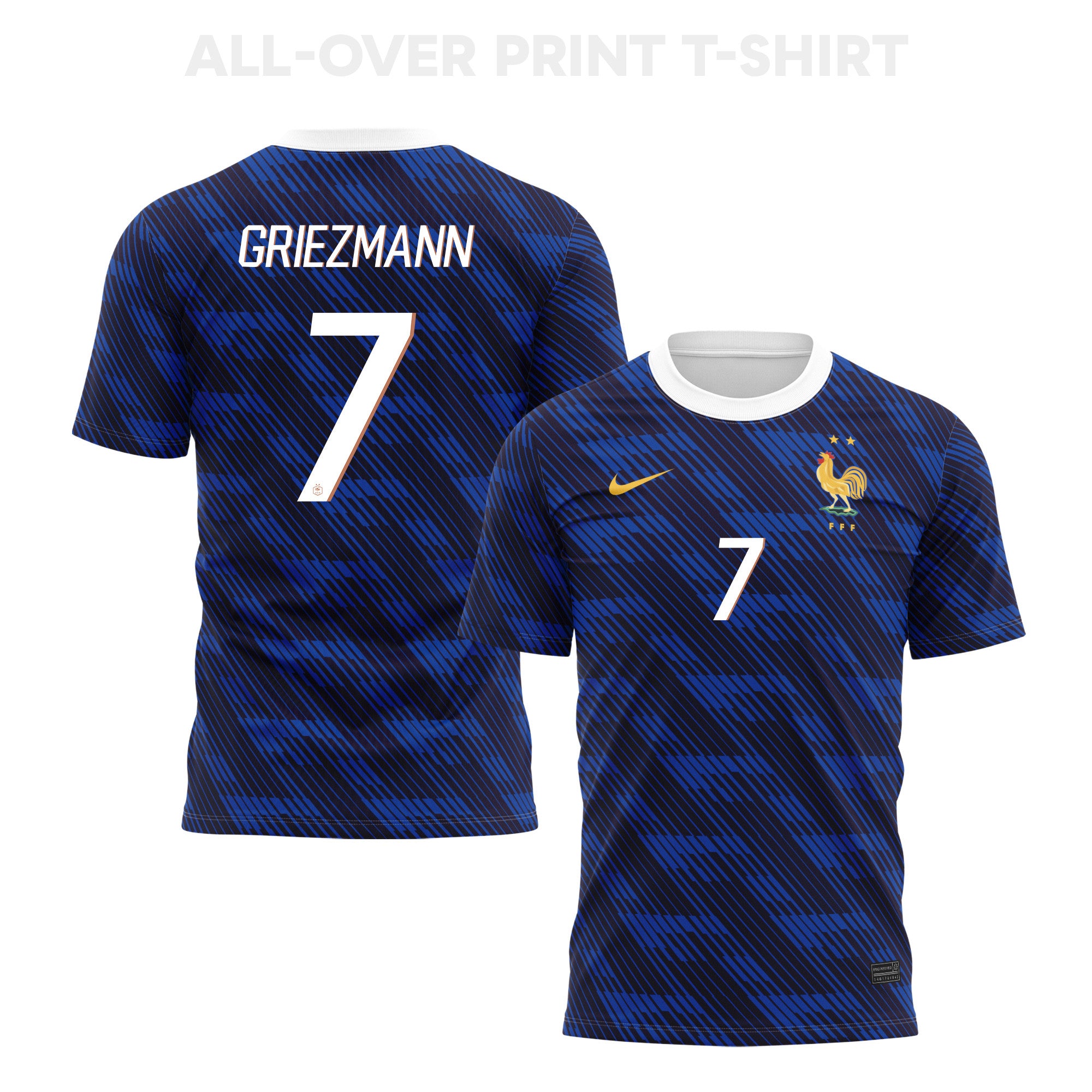 Antoine Griezmann 7 France 2026 Home 3D T-Shirt Fully Printed – Unisex, Blue