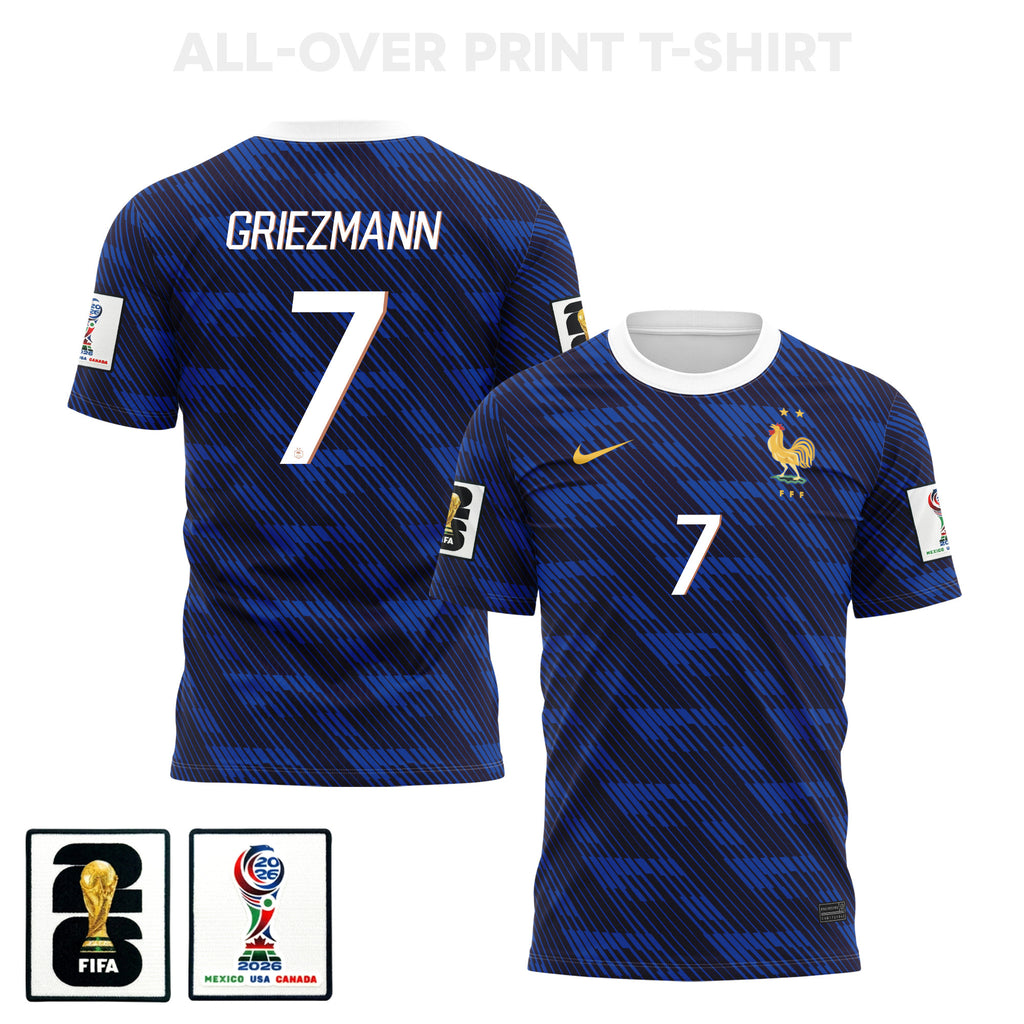 Antoine Griezmann 7 France 2026 Home 3D T-Shirt Fully Printed – Unisex, Blue