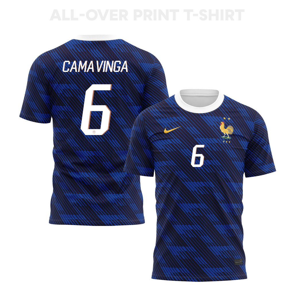 Eduardo Camavinga 6 France 2026 Home 3D T-Shirt Fully Printed – Unisex, Blue