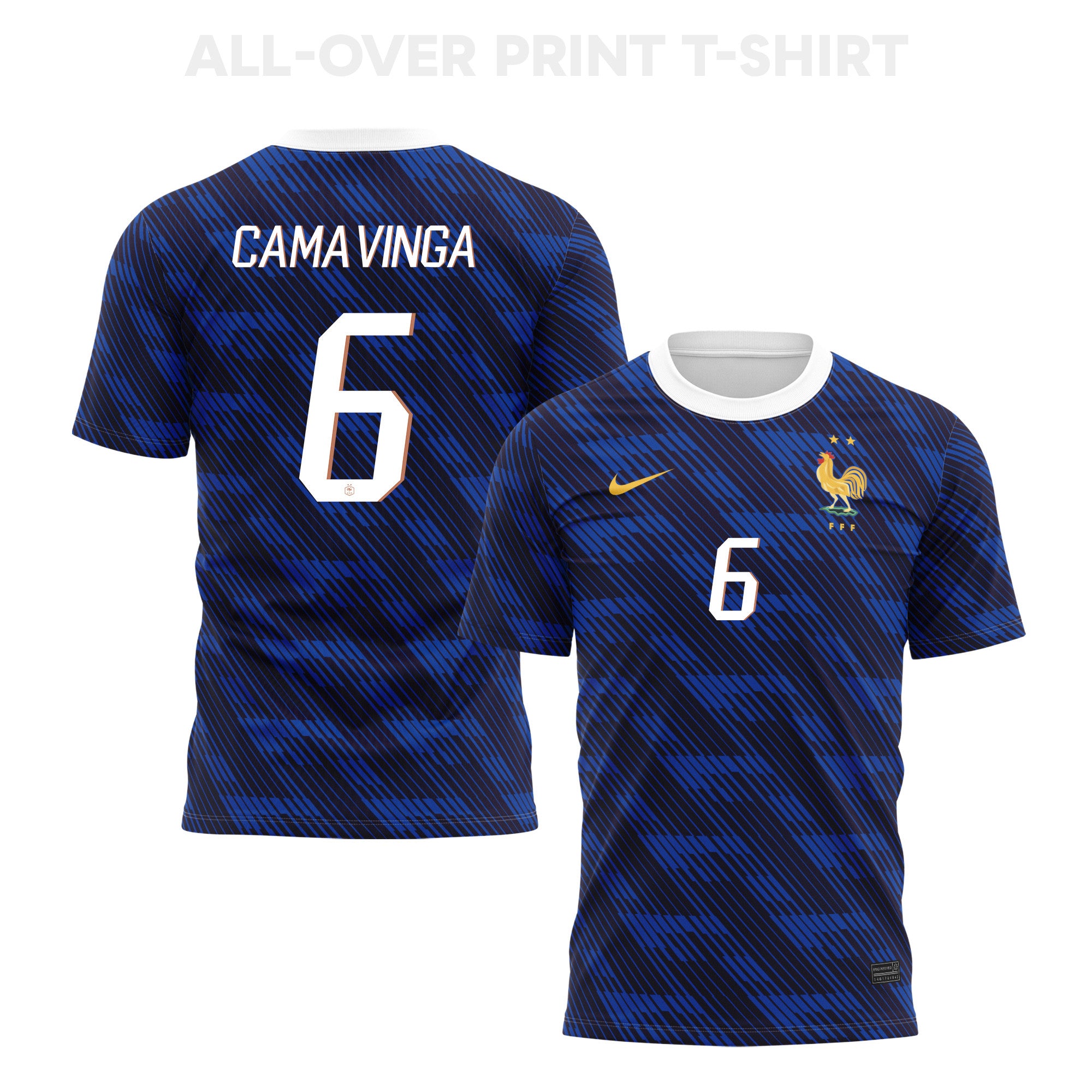 Eduardo Camavinga 6 France 2026 Home 3D T-Shirt Fully Printed – Unisex, Blue