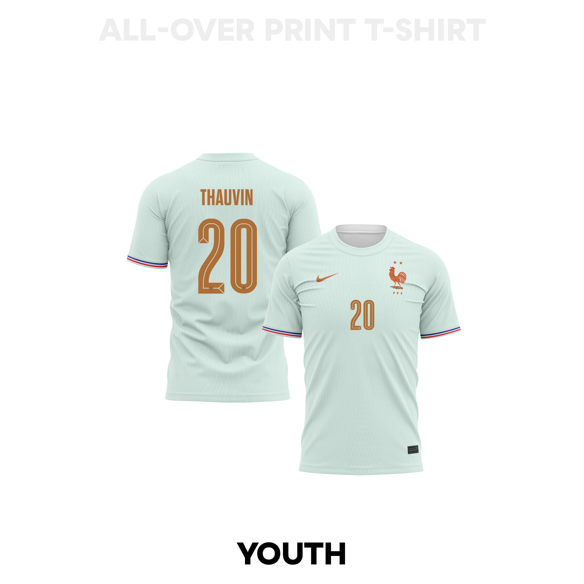 Florian Thauvin 20 Youth France 2026 Away 3D T-shirt Fully Printed – Green