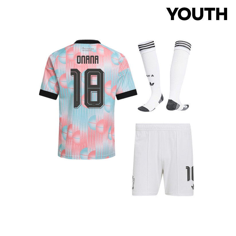 Amadou Onana 18 Belgium 2026 YOUTH Away Kit Set – Light Blue