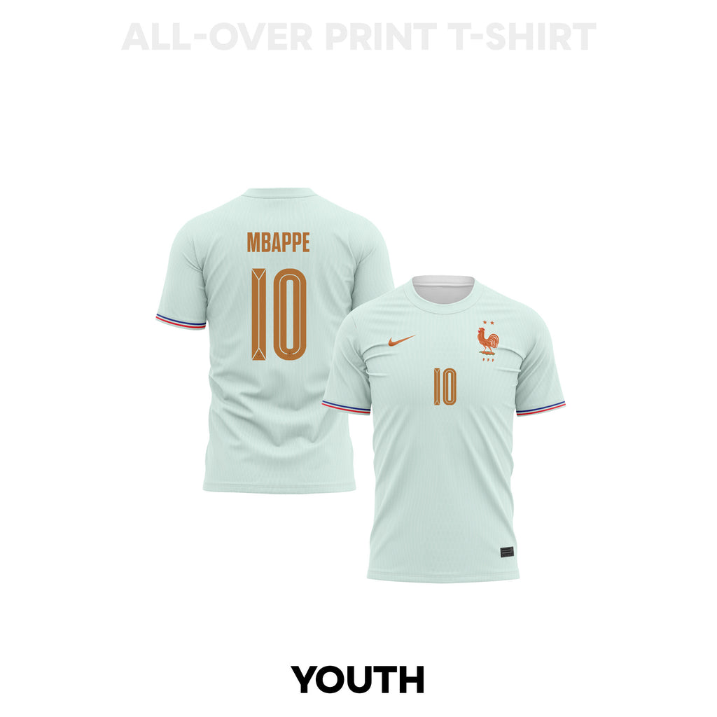 Kylian Mbappé 10 Youth France 2026 Away 3D T-shirt Fully Printed – Green