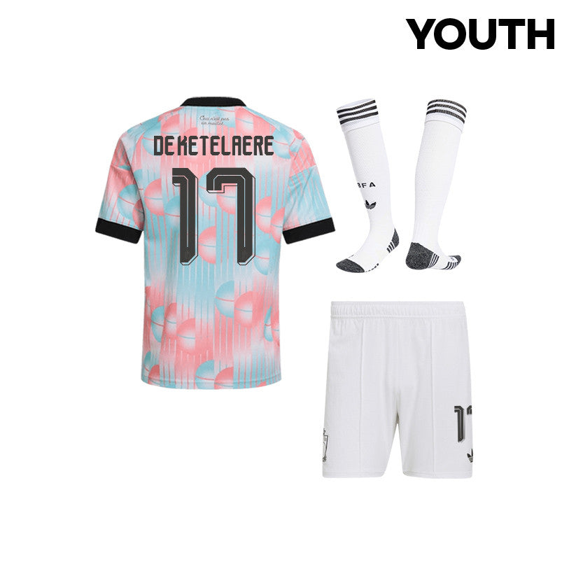 Charles De Ketelaere 17 Belgium 2026 YOUTH Away Kit Set – Light Blue