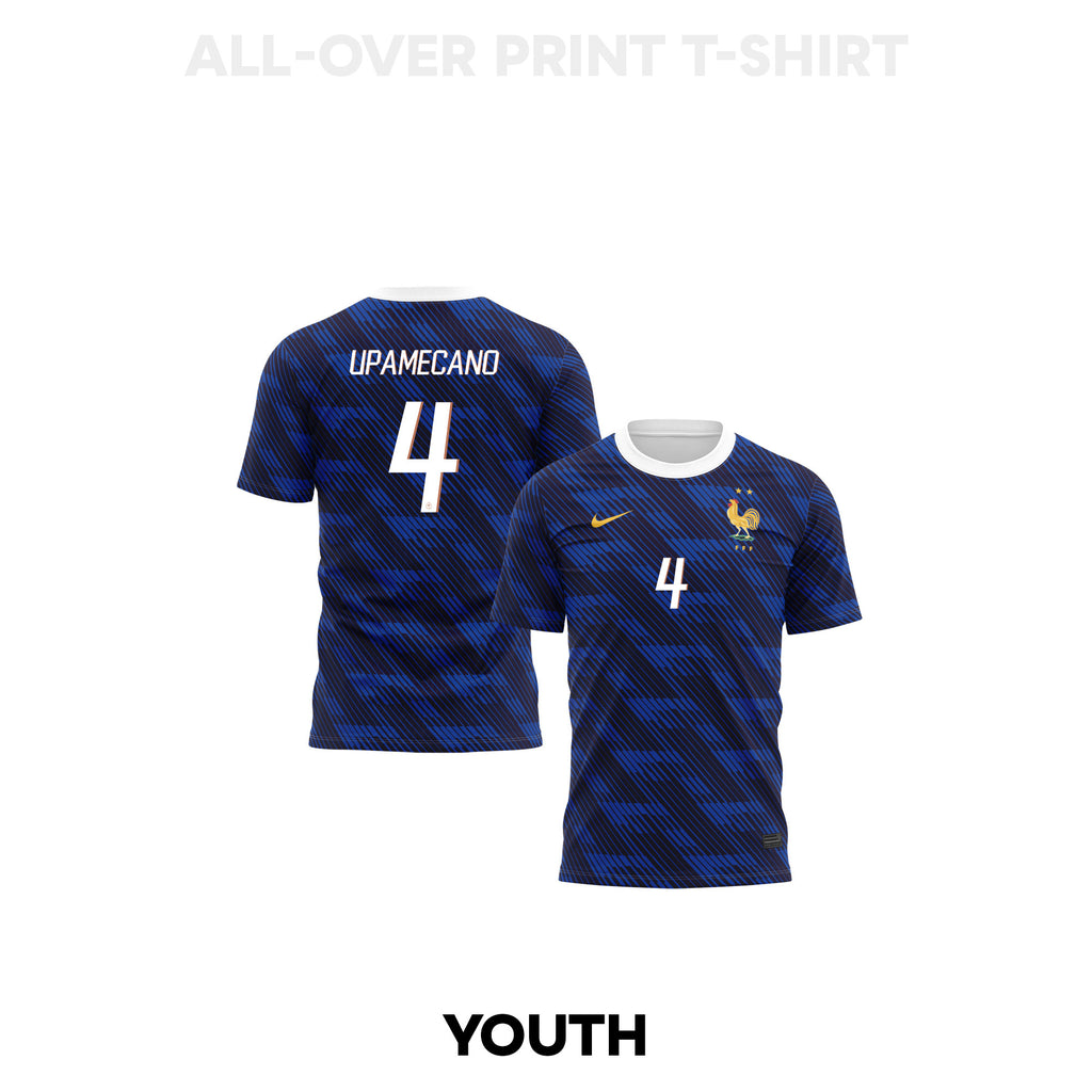 Dayot Upamecano 4 Youth France 2026 Home 3D T-shirt Fully Printed – Blue