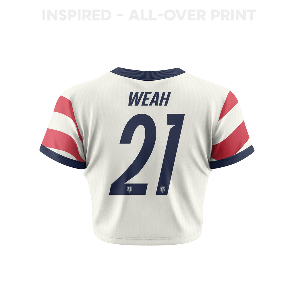 Christian Pulisic 10 Women's USMNT 2026 Home All-Over Print Cropped Jersey