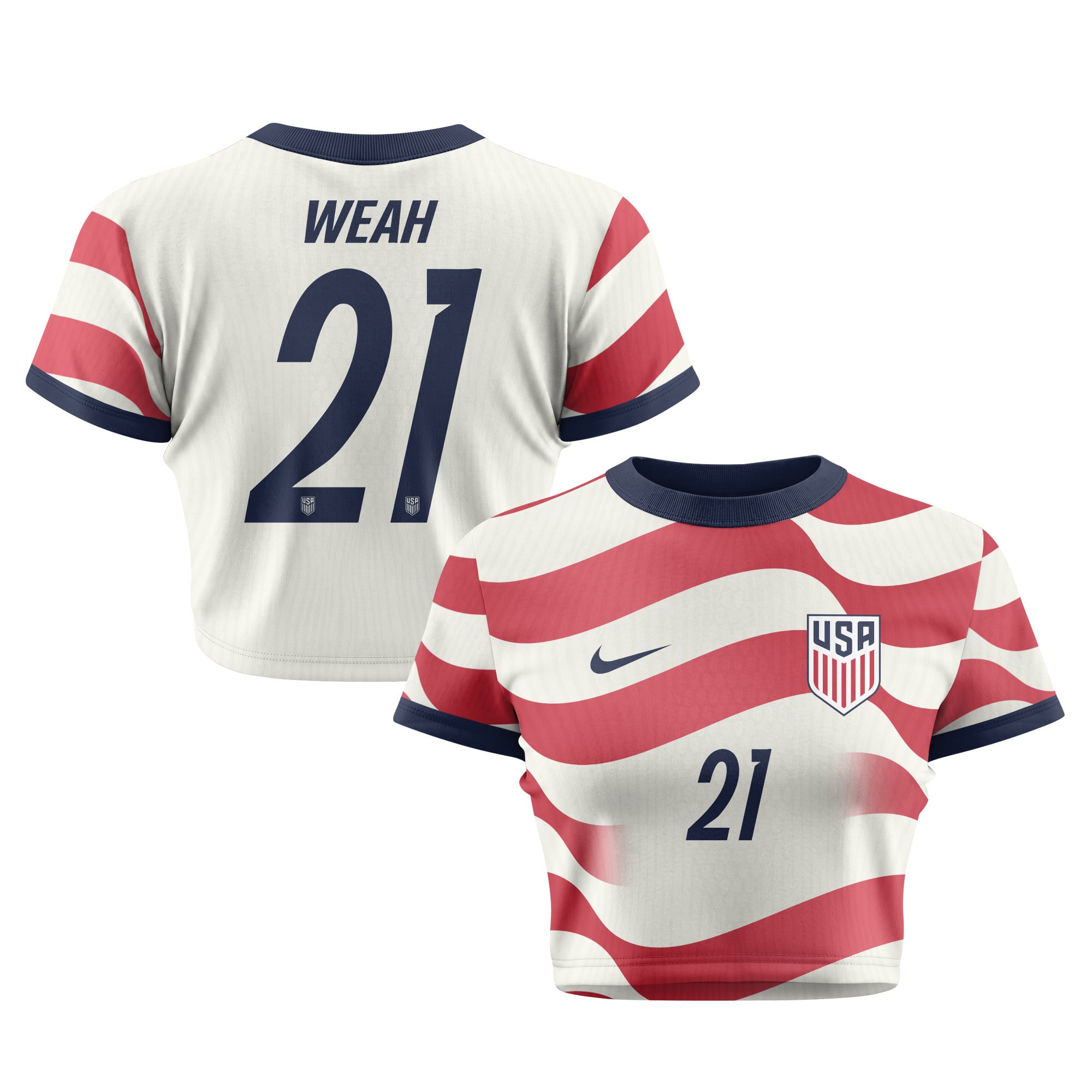Christian Pulisic 10 Women's USMNT 2026 Home All-Over Print Cropped Jersey