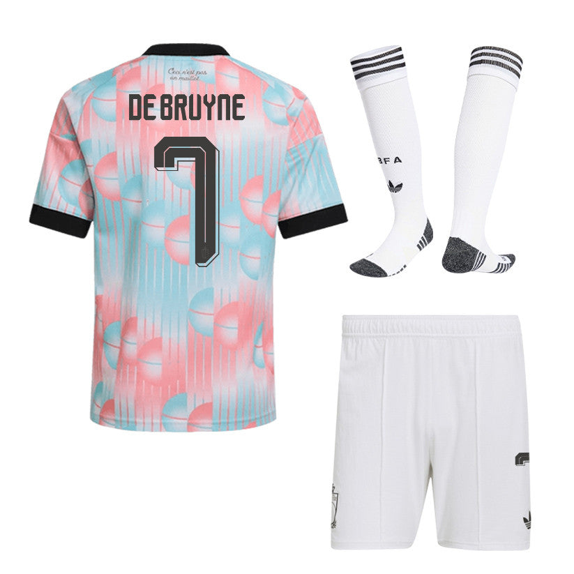 Kevin De Bruyne 7 Belgium 2026 Away Men Kit Set – Light Blue