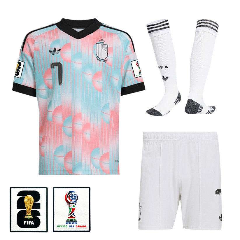 Kevin De Bruyne 7 Belgium 2026 Away Men Kit Set – Light Blue