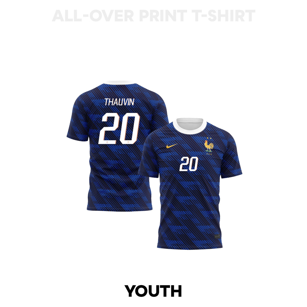 Florian Thauvin 20 Youth France 2026 Home 3D T-shirt Fully Printed – Blue