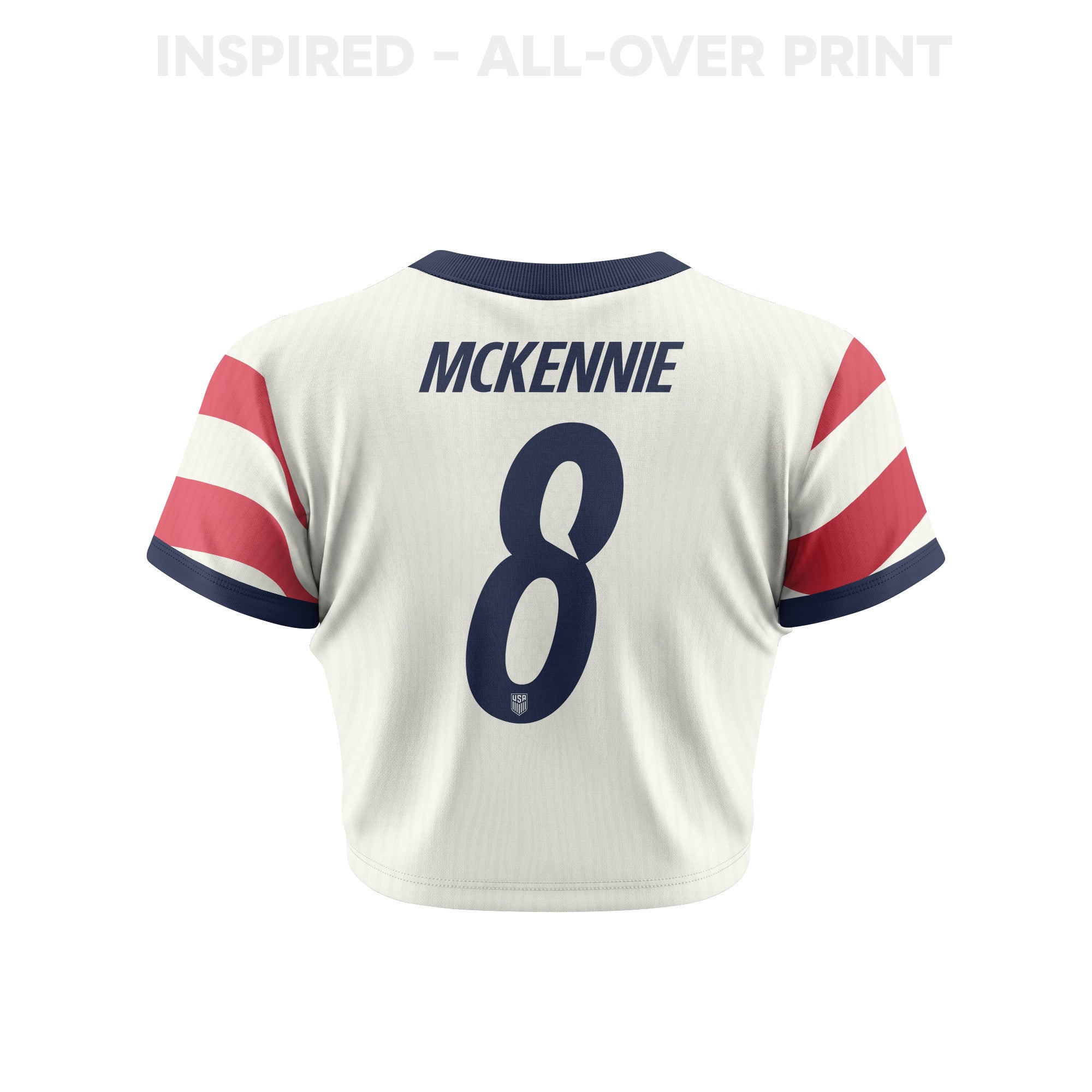 Weston McKennie 8 Women's USMNT 2026 Home All-Over Print Cropped Jersey
