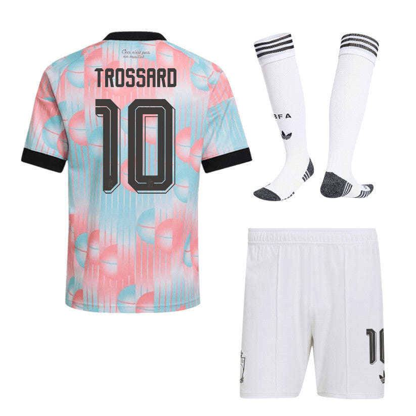 Leandro Trossard 10 Belgium 2026 Away Men Kit Set – Light Blue