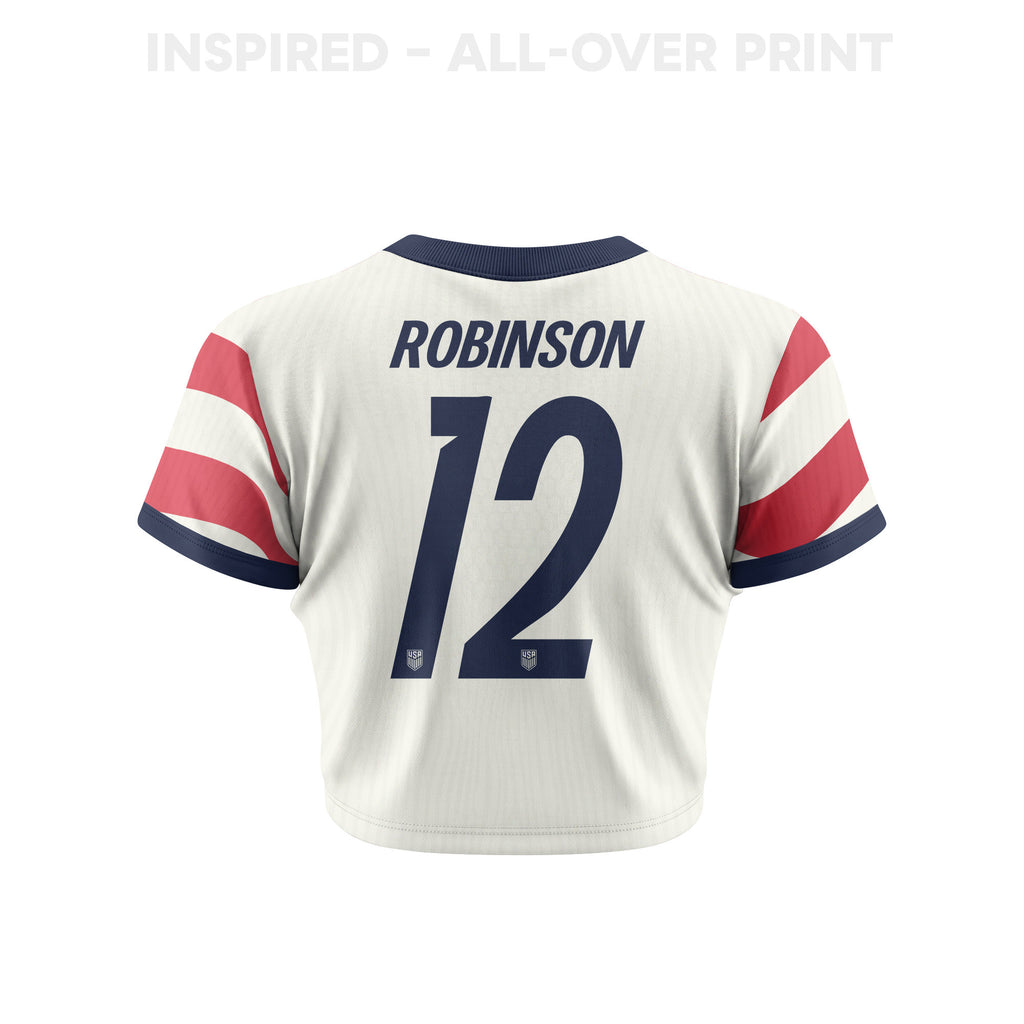 Miles Robinson 12 Women's USMNT 2026 Home All-Over Print Cropped Jersey
