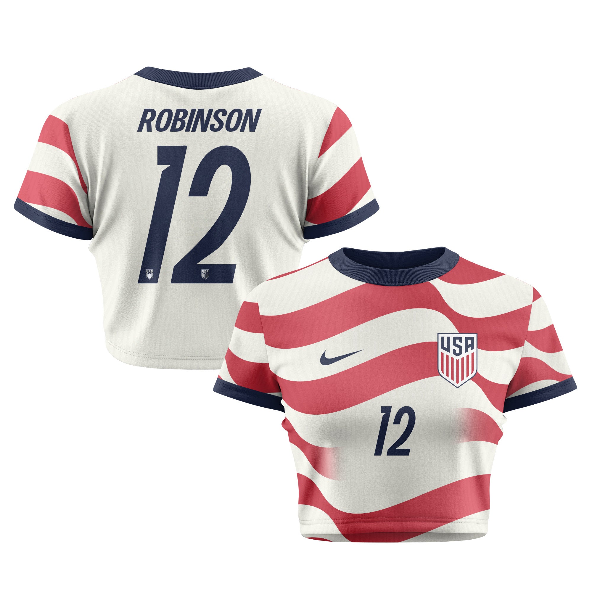 Miles Robinson 12 Women's USMNT 2026 Home All-Over Print Cropped Jersey