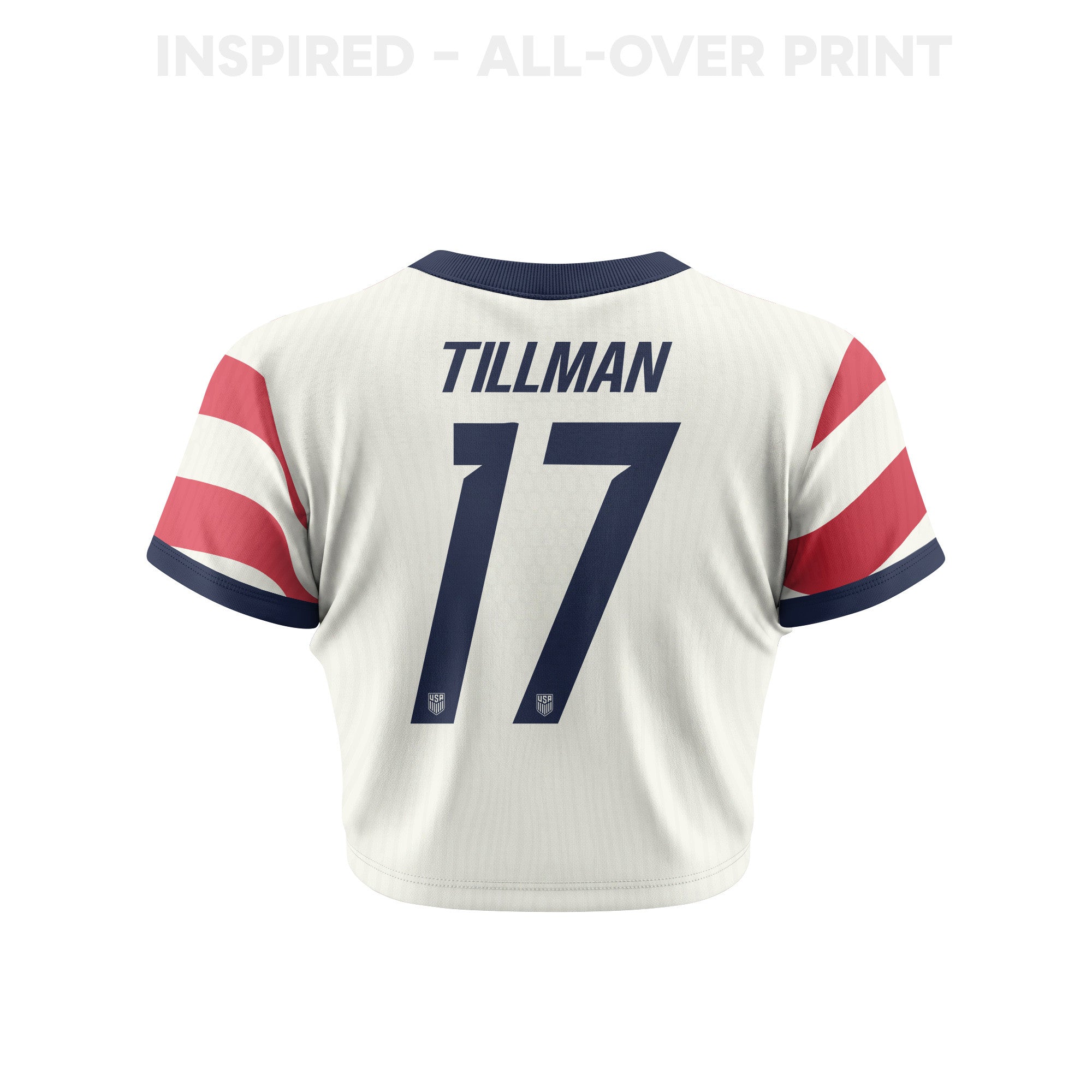 Malik Tillman 17 Women's USMNT 2026 Home All-Over Print Cropped Jersey