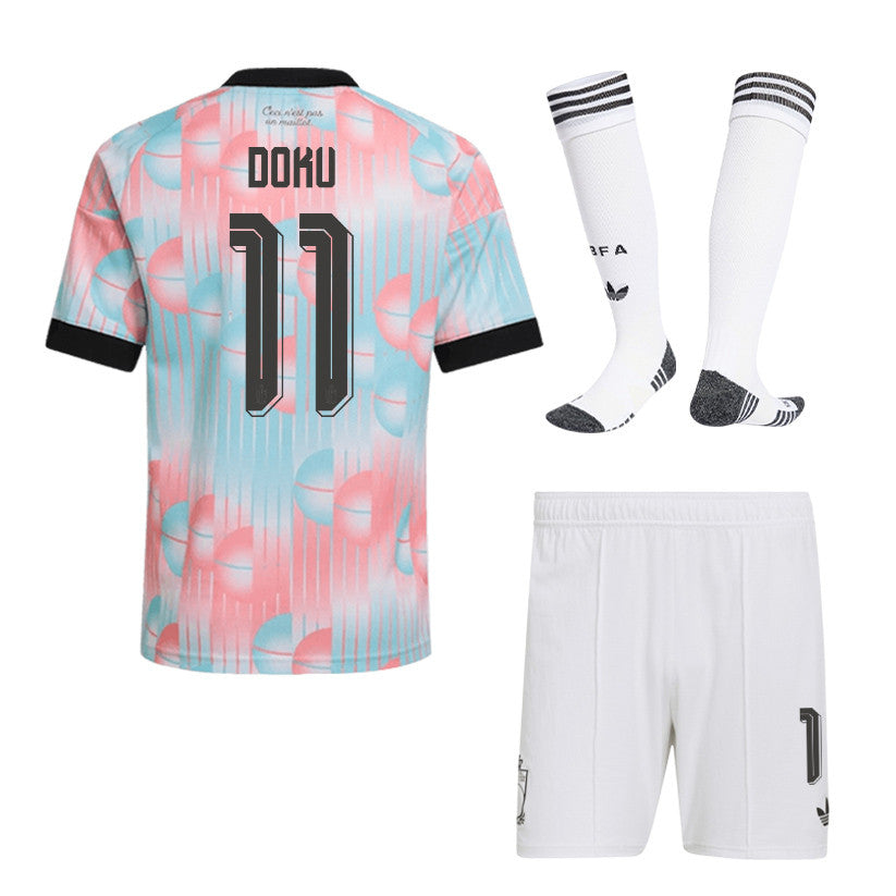 Jérémy Doku 11 Belgium 2026 Away Men Kit Set – Light Blue