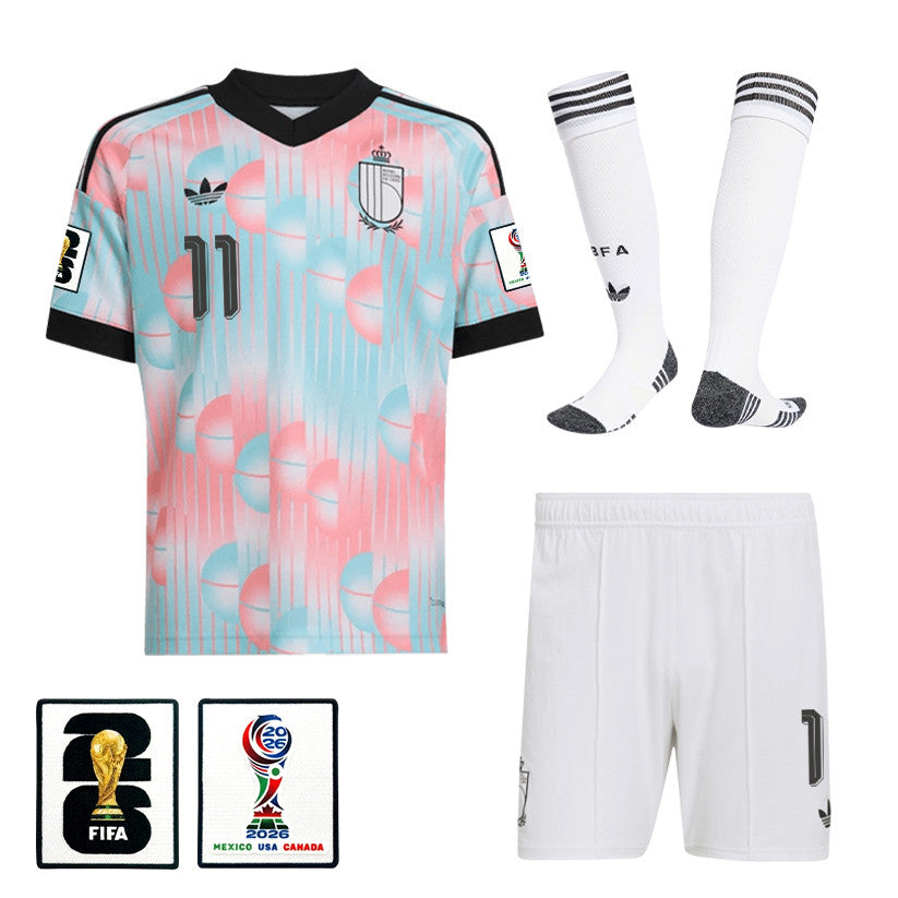 Jérémy Doku 11 Belgium 2026 Away Men Kit Set – Light Blue