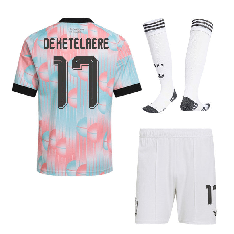 Charles De Ketelaere 17 Belgium 2026 Away Men Kit Set – Light Blue