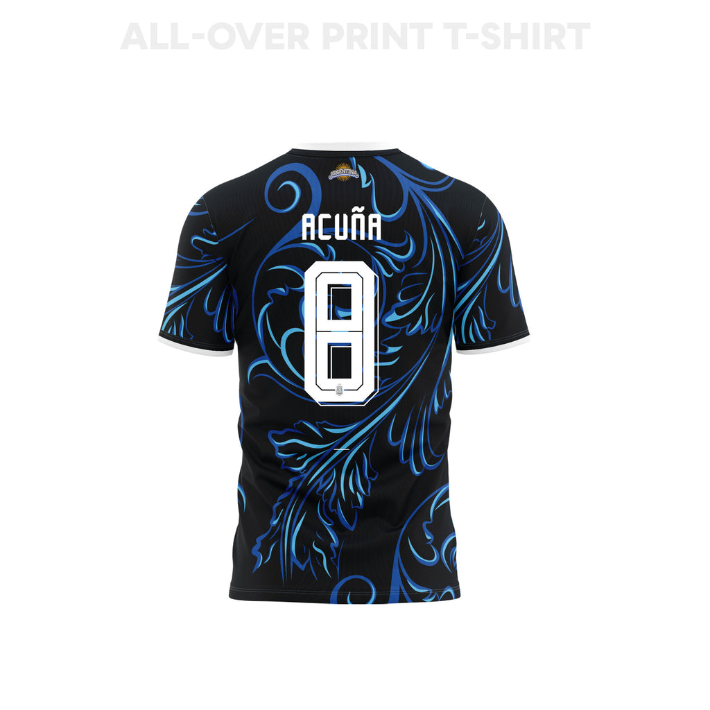 Marcos Acuña 8 Argentina 2026 Away 3D T-Shirt Fully Printed – Unisex, Black
