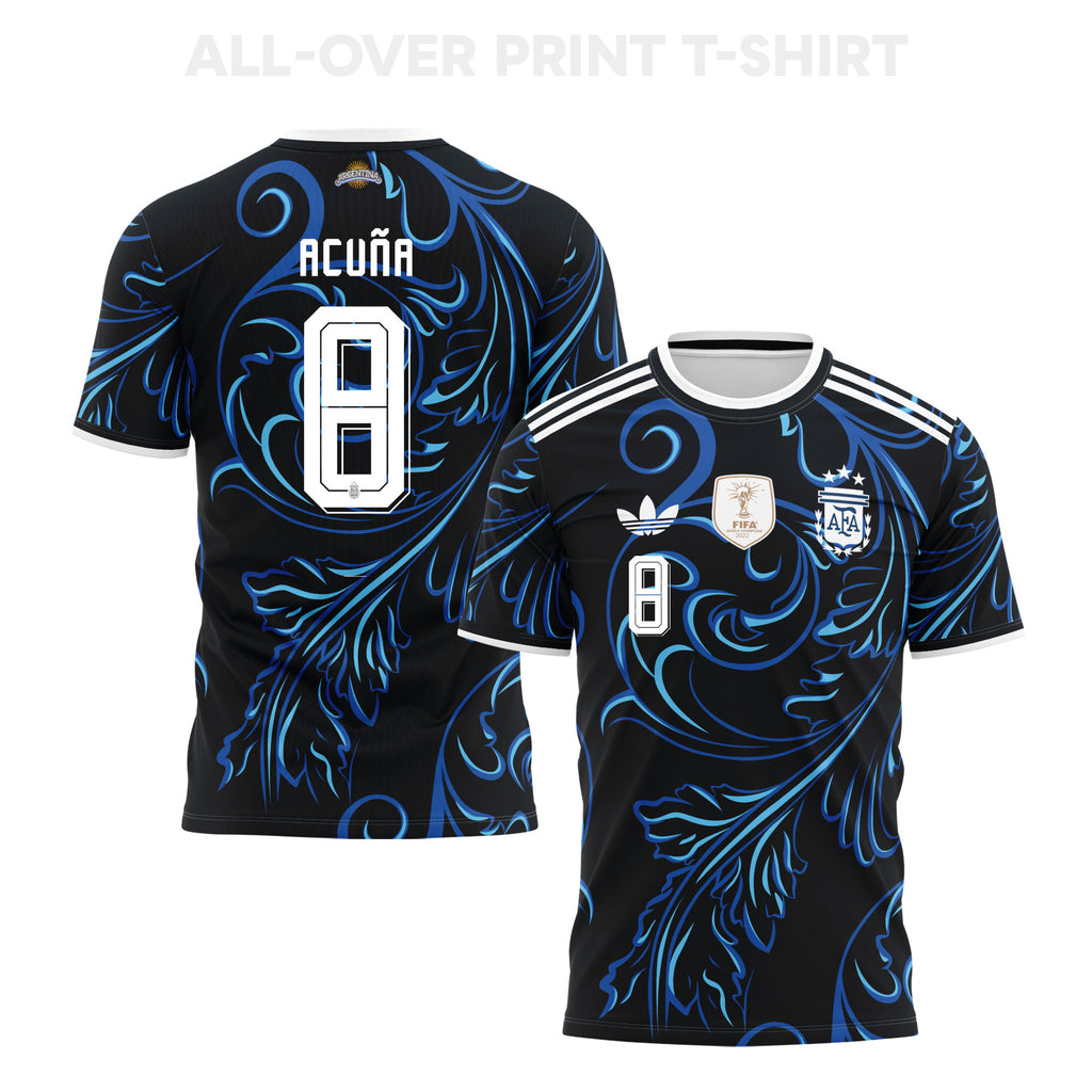Marcos Acuña 8 Argentina 2026 Away 3D T-Shirt Fully Printed – Unisex, Black