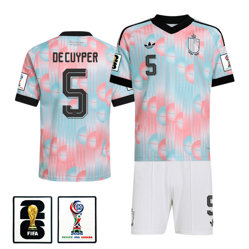 Maxim De Cuyper 5 Belgium 2026 Away Men Jersey & Shorts Set – Light Blue