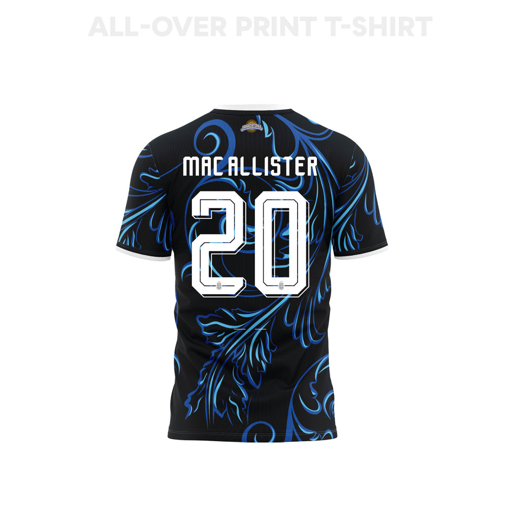 Alexis Mac Allister 20 Argentina 2026 Away 3D T-Shirt Fully Printed – Unisex, Black