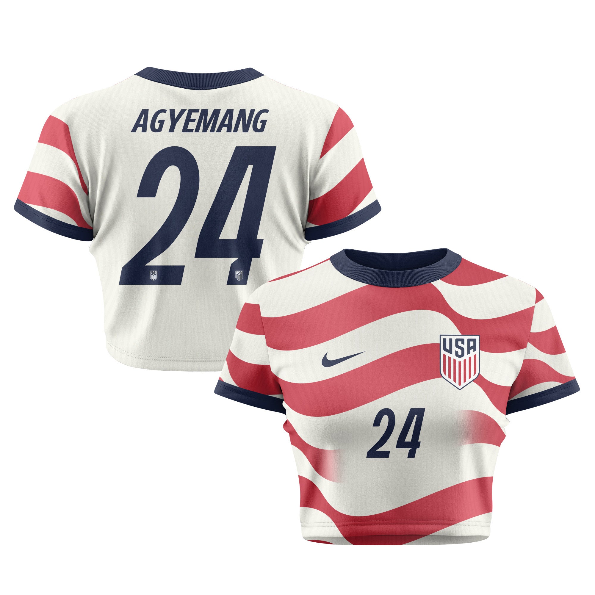 Patrick Agyemang 24 Women's USMNT 2026 Home All-Over Print Cropped Jersey