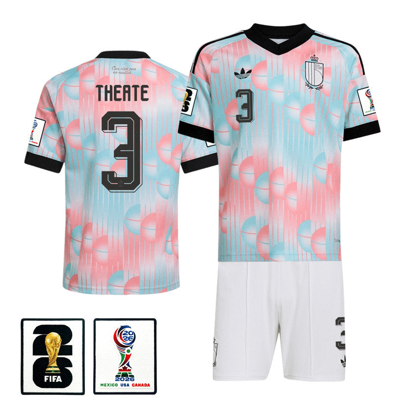 Arthur Theate 3 Belgium 2026 Away Men Jersey & Shorts Set – Light Blue
