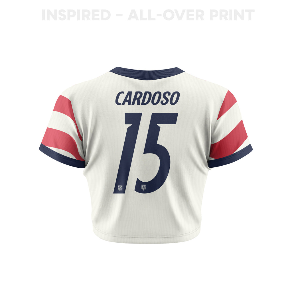 Johnny Cardoso 15 Women's USMNT 2026 Home All-Over Print Cropped Jersey
