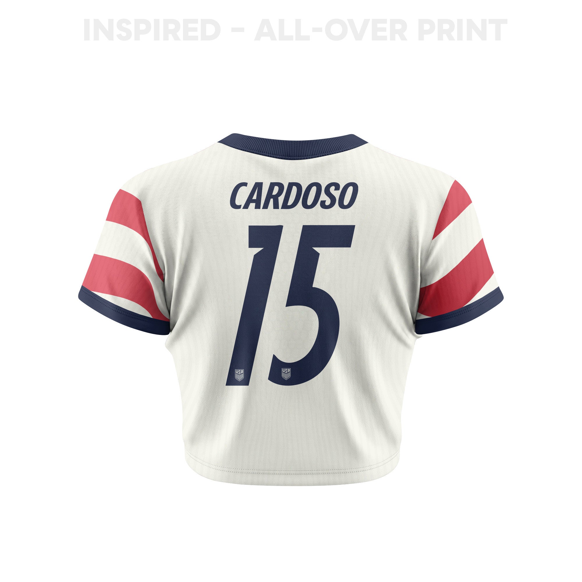 Johnny Cardoso 15 Women's USMNT 2026 Home All-Over Print Cropped Jersey