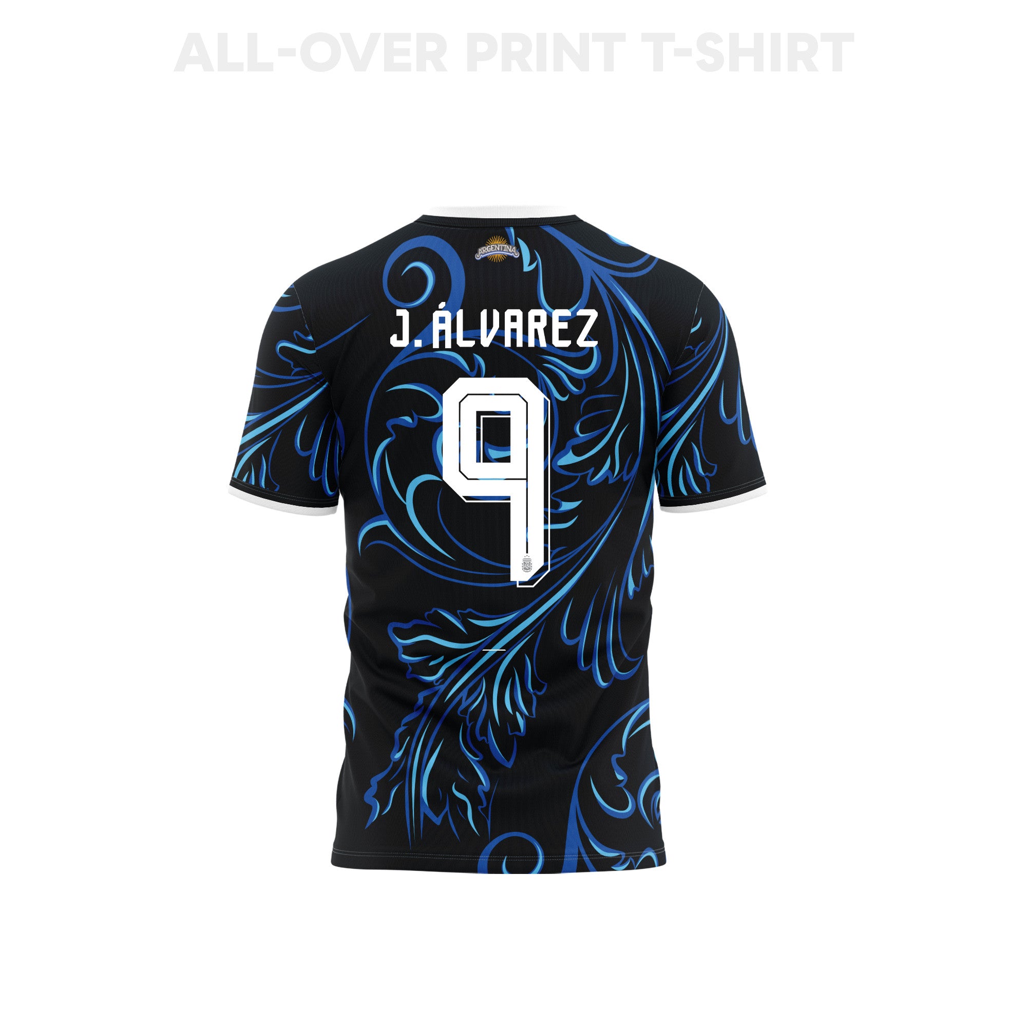 Julián Álvarez 9 Argentina 2026 Away 3D T-Shirt Fully Printed – Unisex, Black