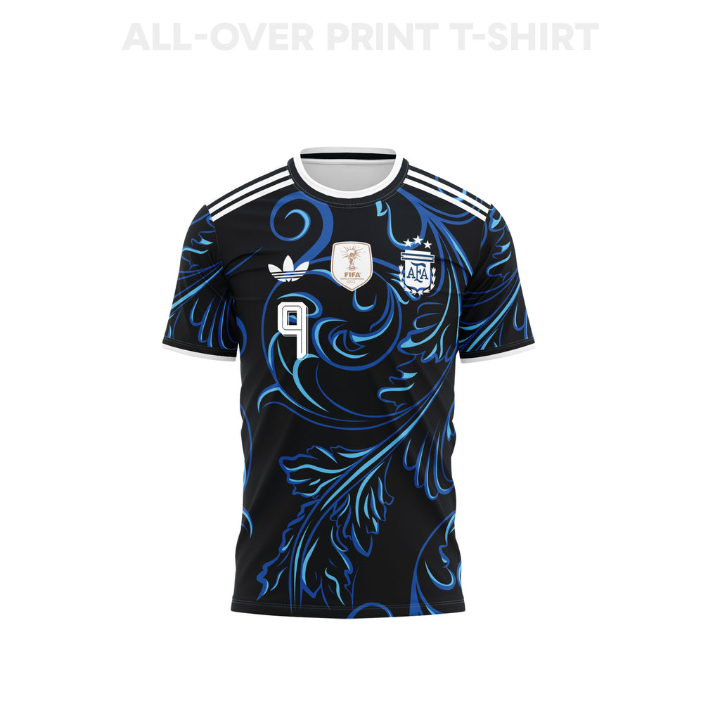 Julián Álvarez 9 Argentina 2026 Away 3D T-Shirt Fully Printed – Unisex, Black