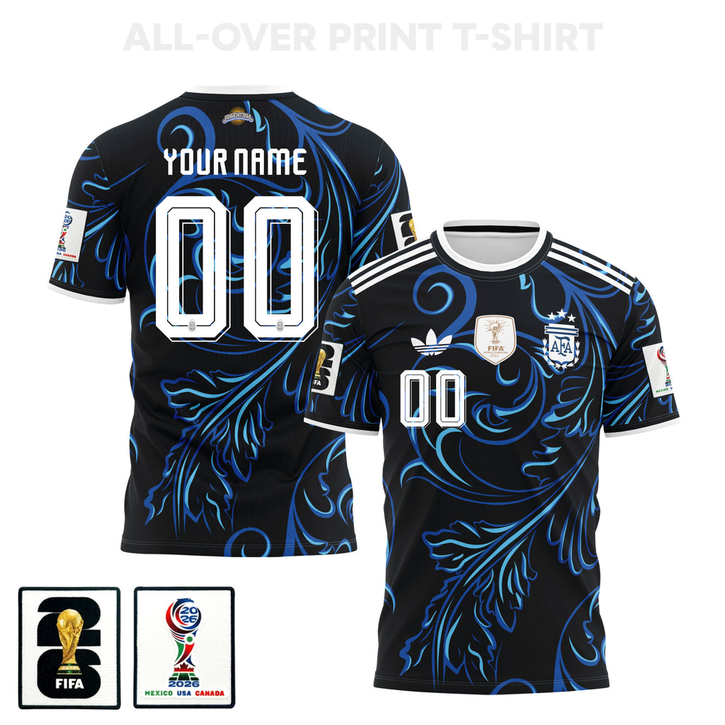Argentina 2026 Away 3D T-Shirt Fully Printed – Personalized – Unisex, Black
