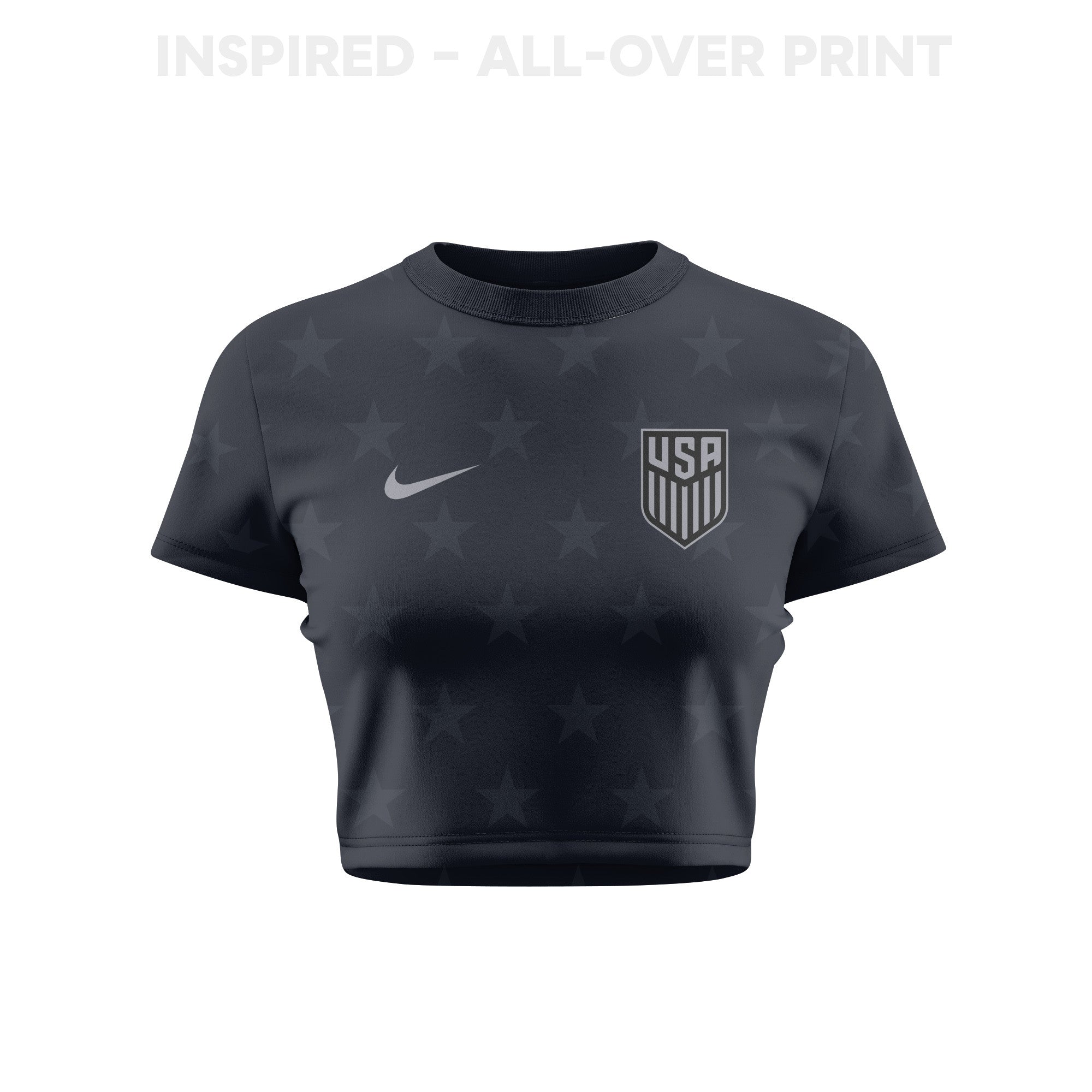 USMNT 2026 Women's Away All-Over Print Cropped Jersey - Black