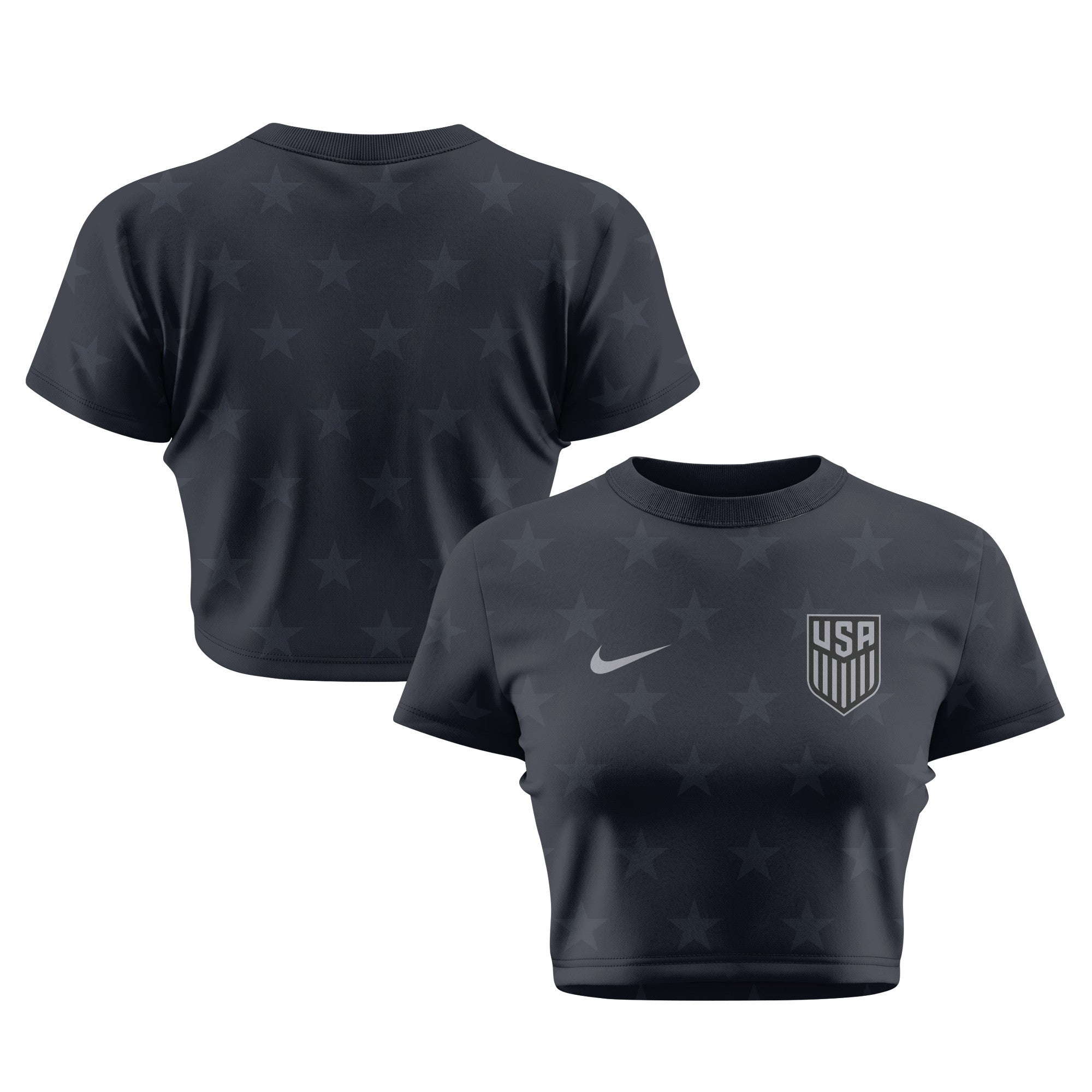 USMNT 2026 Women's Away All-Over Print Cropped Jersey - Black