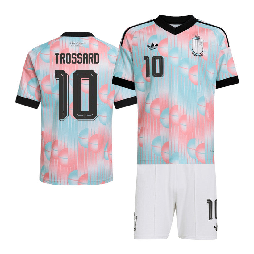 Leandro Trossard 10 Belgium 2026 Away Men Jersey & Shorts Set – Light Blue
