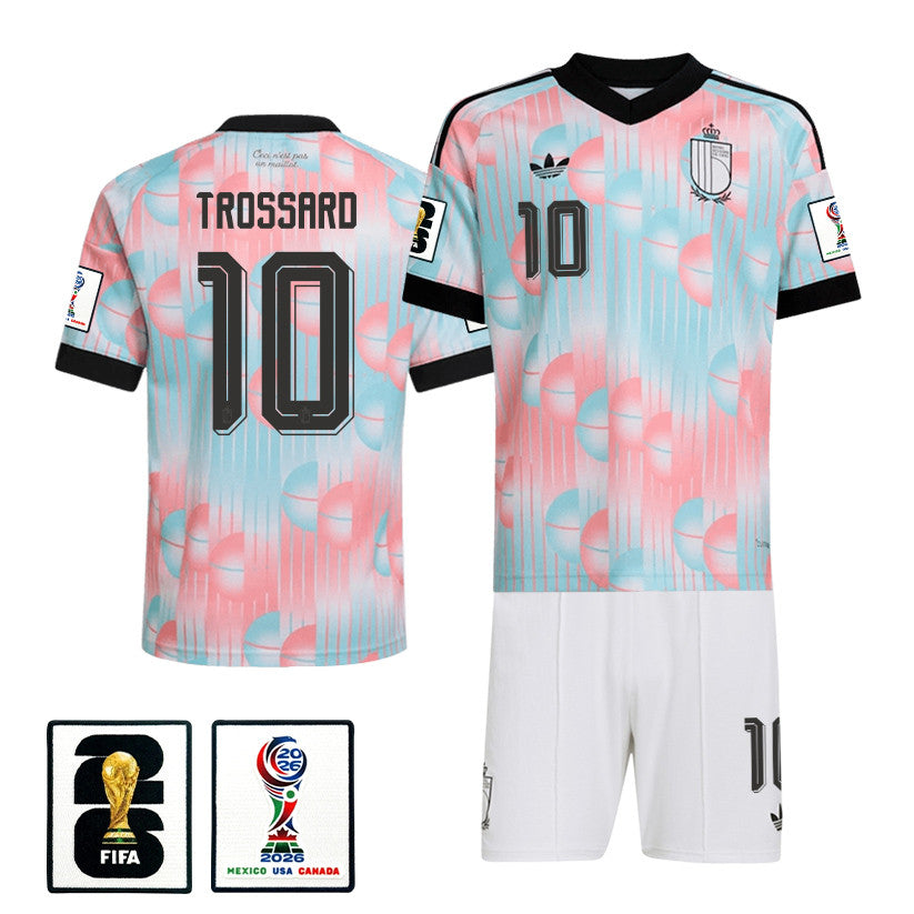 Leandro Trossard 10 Belgium 2026 Away Men Jersey & Shorts Set – Light Blue