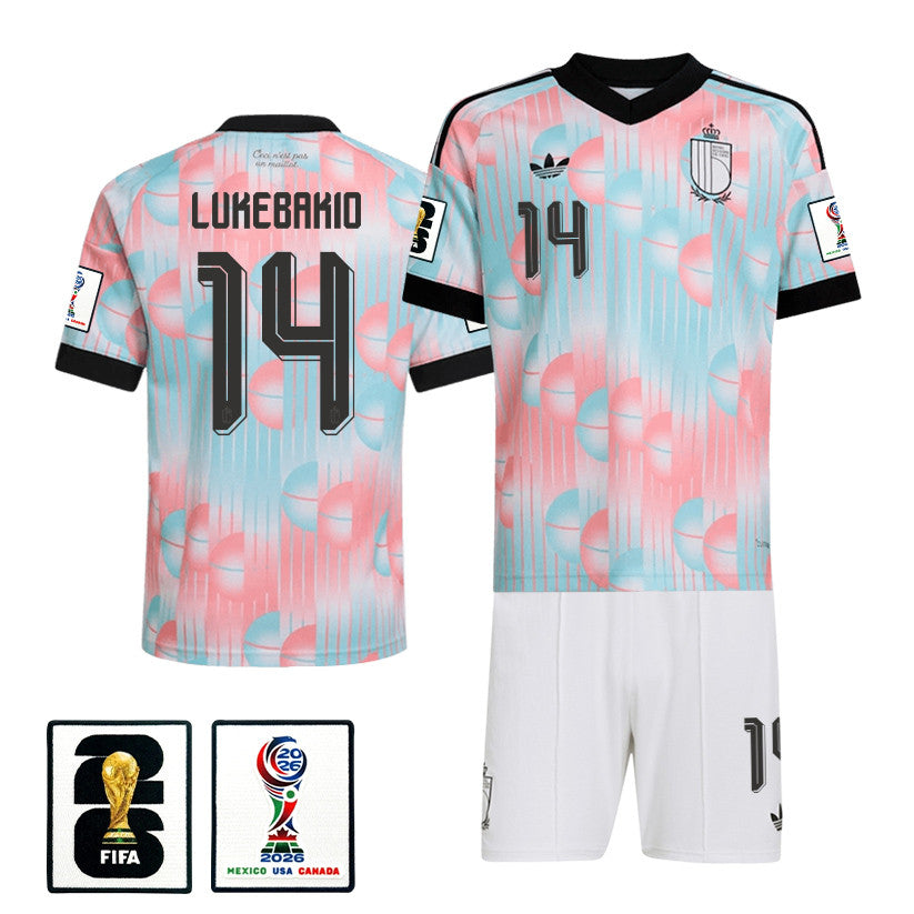 Dodi Lukebakio 14 Belgium 2026 Away Men Jersey & Shorts Set – Light Blue