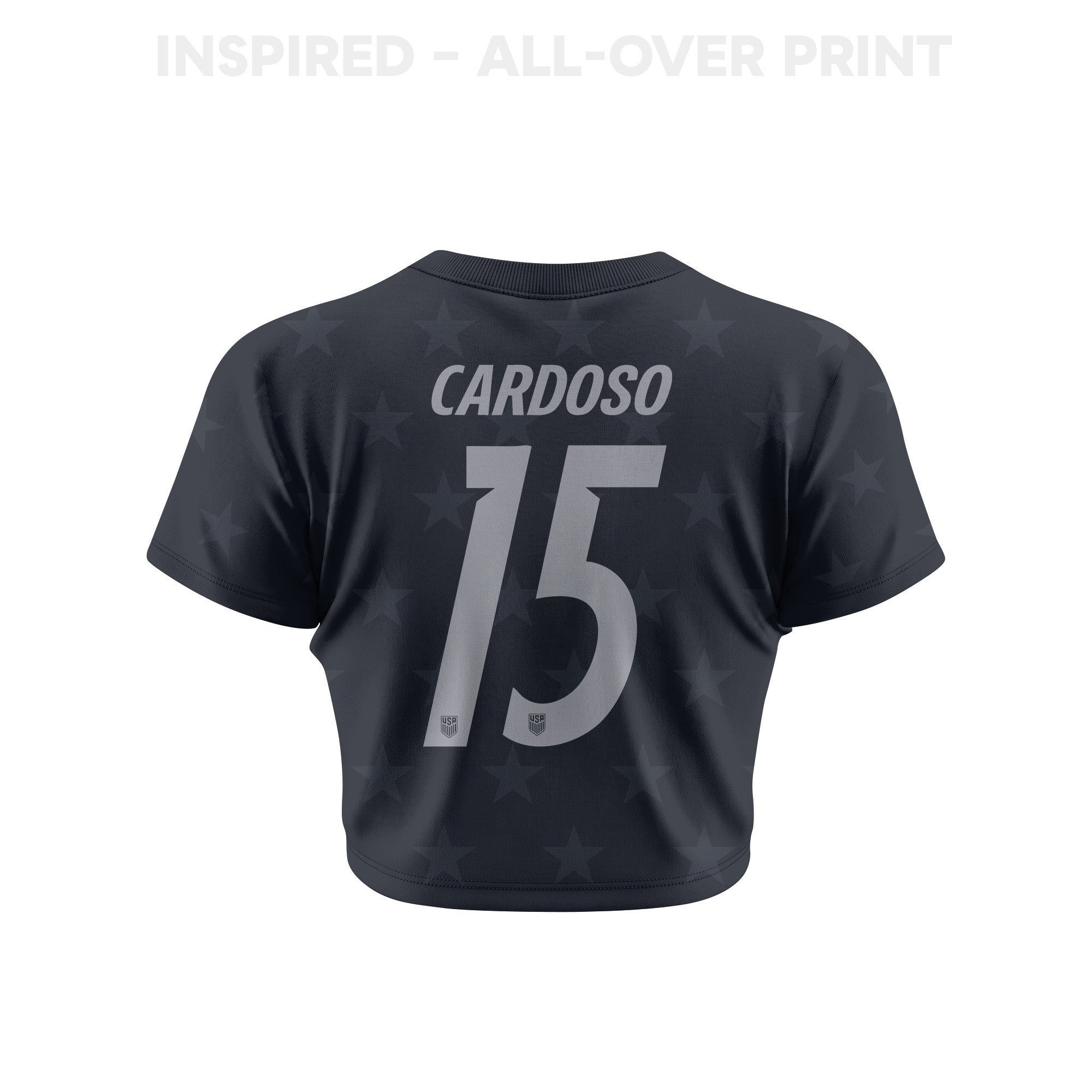 Johnny Cardoso 15 USMNT 2026 Women's Away All-Over Print Cropped Jersey - Black