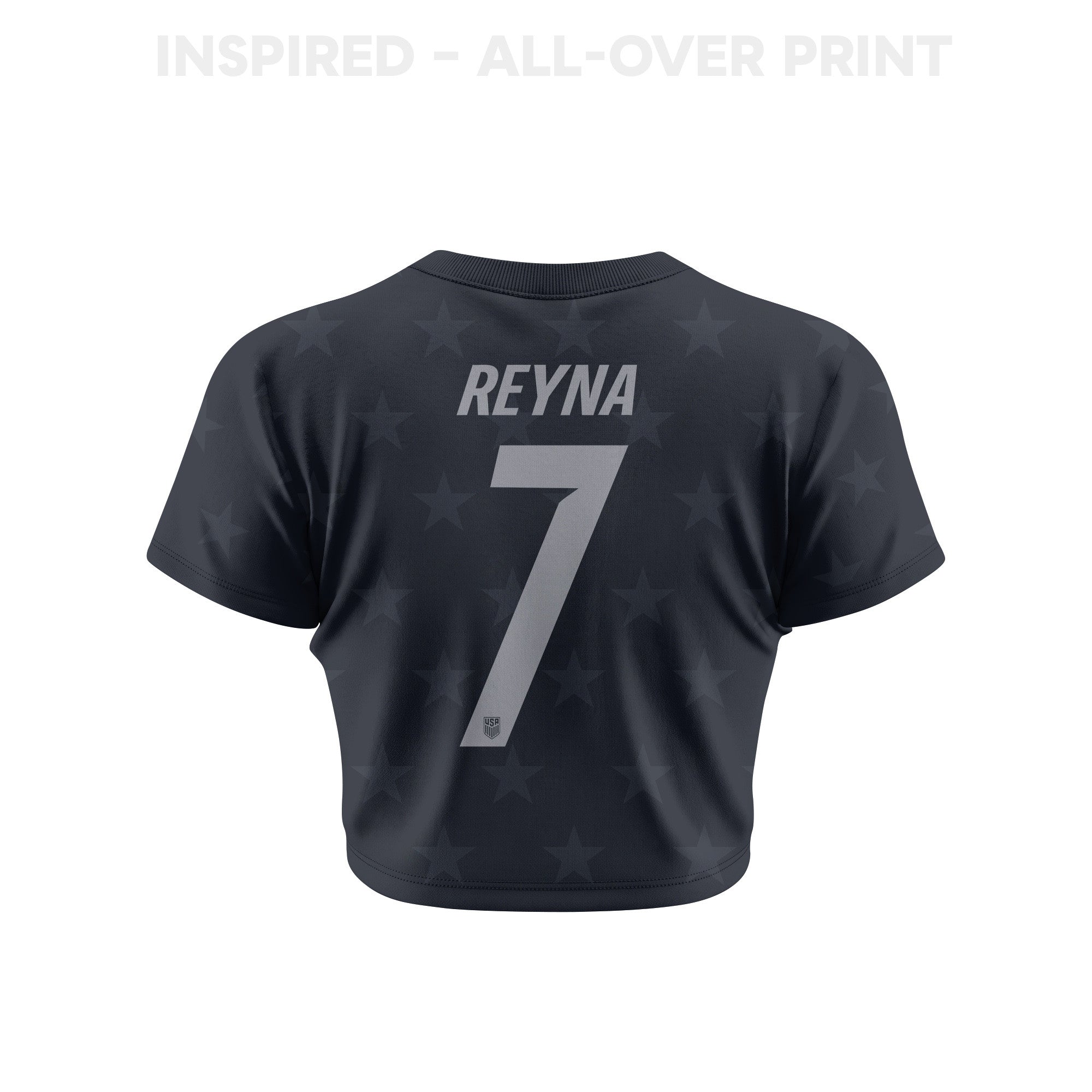 Giovanni Reyna 7 USMNT 2026 Women's Away All-Over Print Cropped Jersey - Black