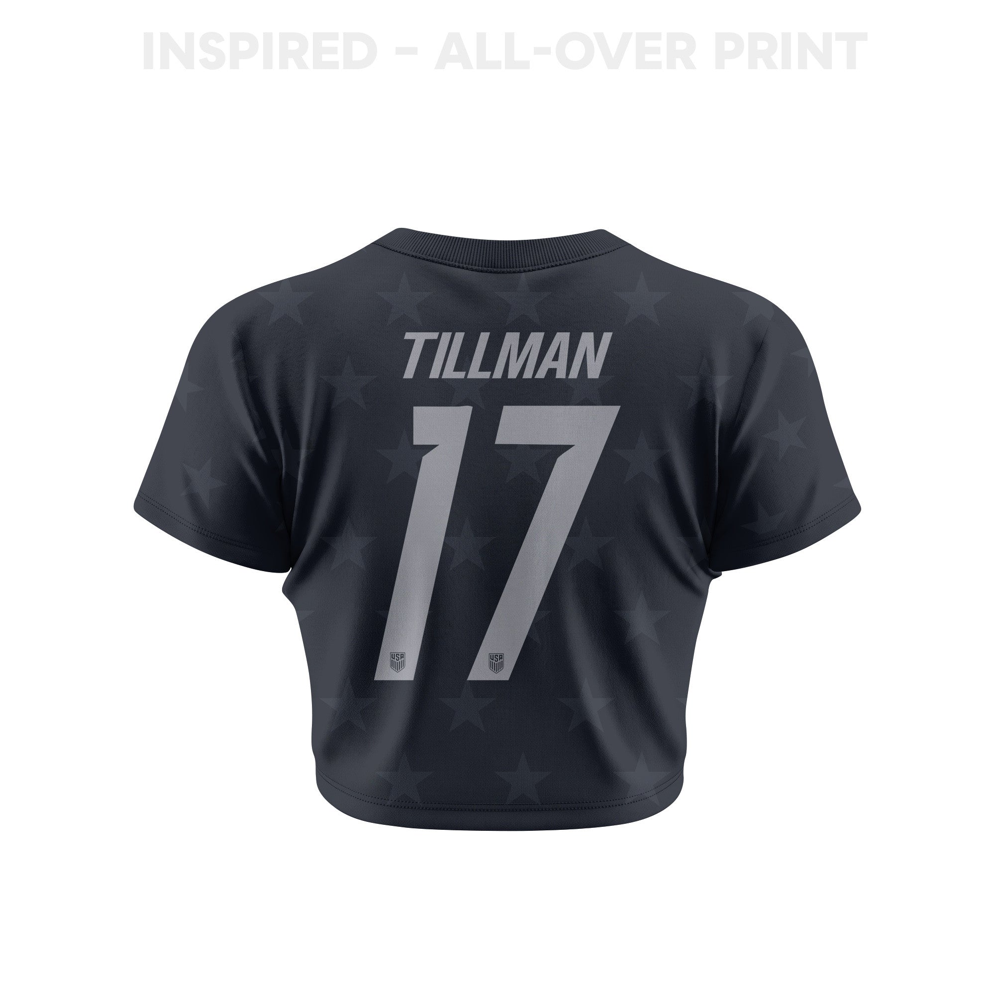 Malik Tillman 17 USMNT 2026 Women's Away All-Over Print Cropped Jersey - Black