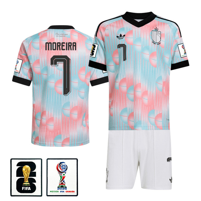 Diego Moreira 7 Belgium 2026 Away Men Jersey & Shorts Set – Light Blue
