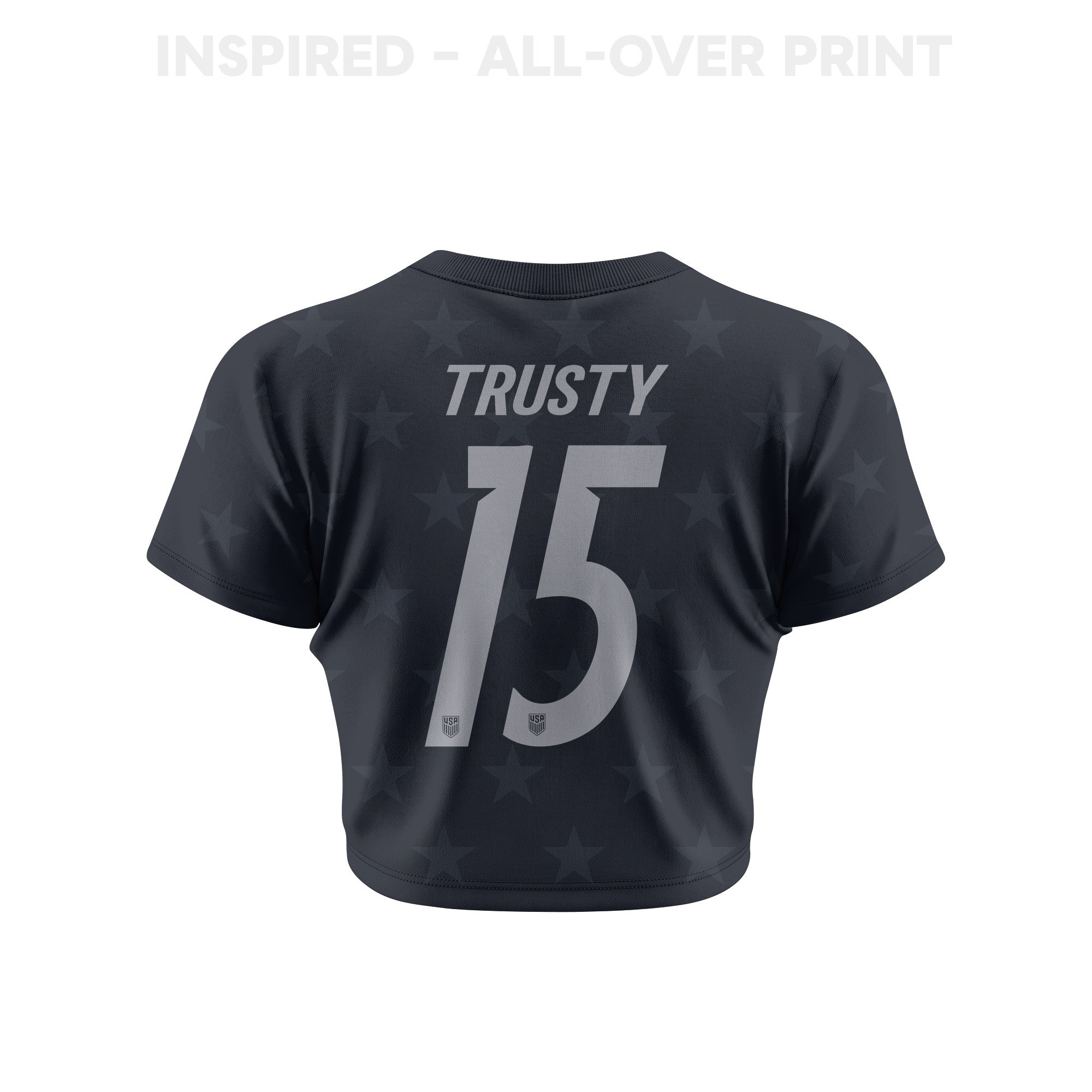 Auston Trusty 15 USMNT 2026 Women's Away All-Over Print Cropped Jersey - Black