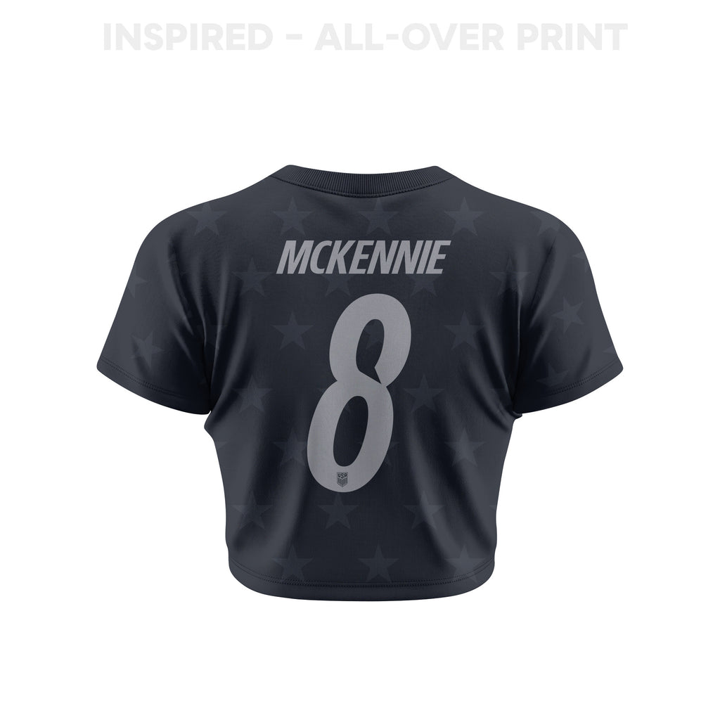 Weston McKennie 8 USMNT 2026 Women's Away All-Over Print Cropped Jersey - Black
