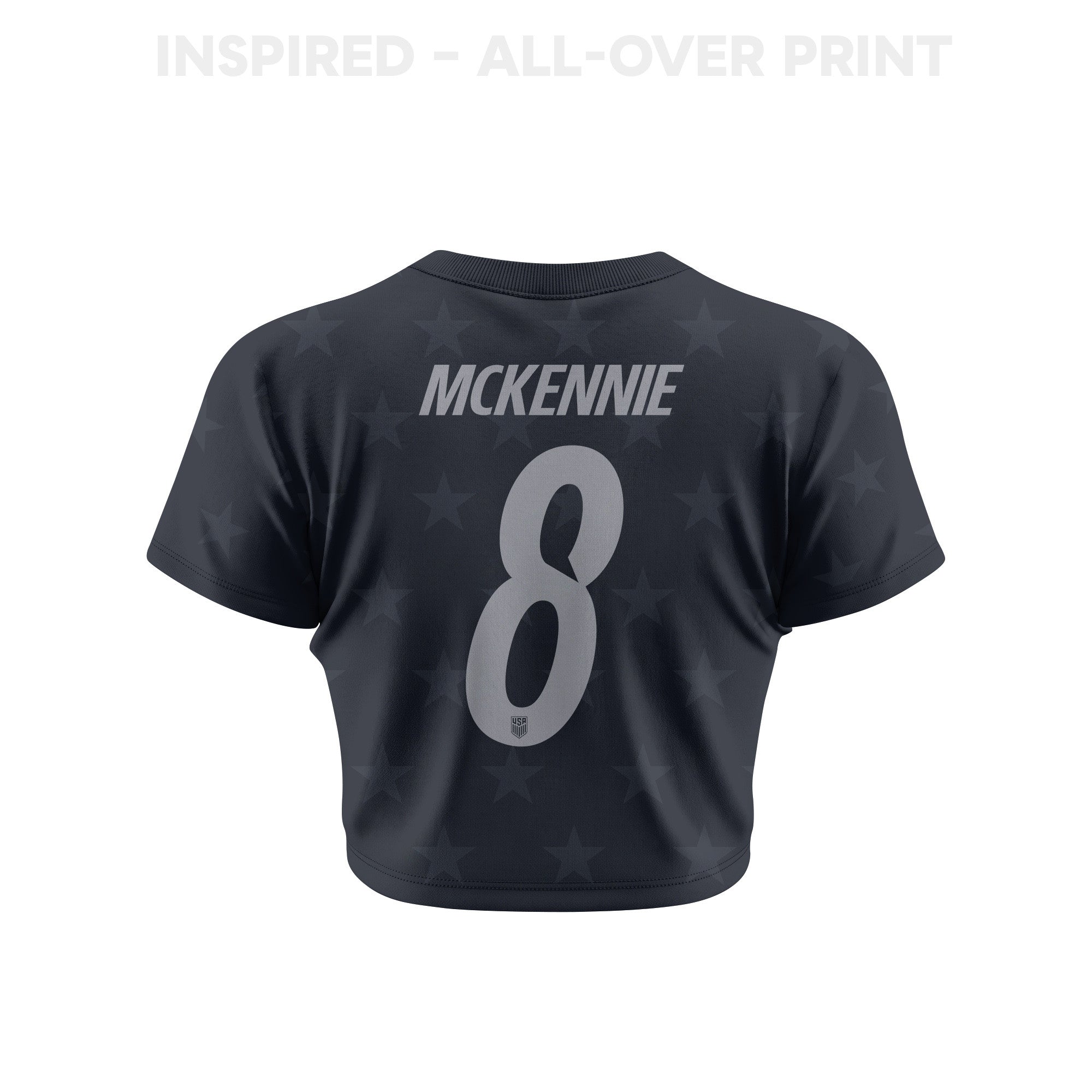 Weston McKennie 8 USMNT 2026 Women's Away All-Over Print Cropped Jersey - Black