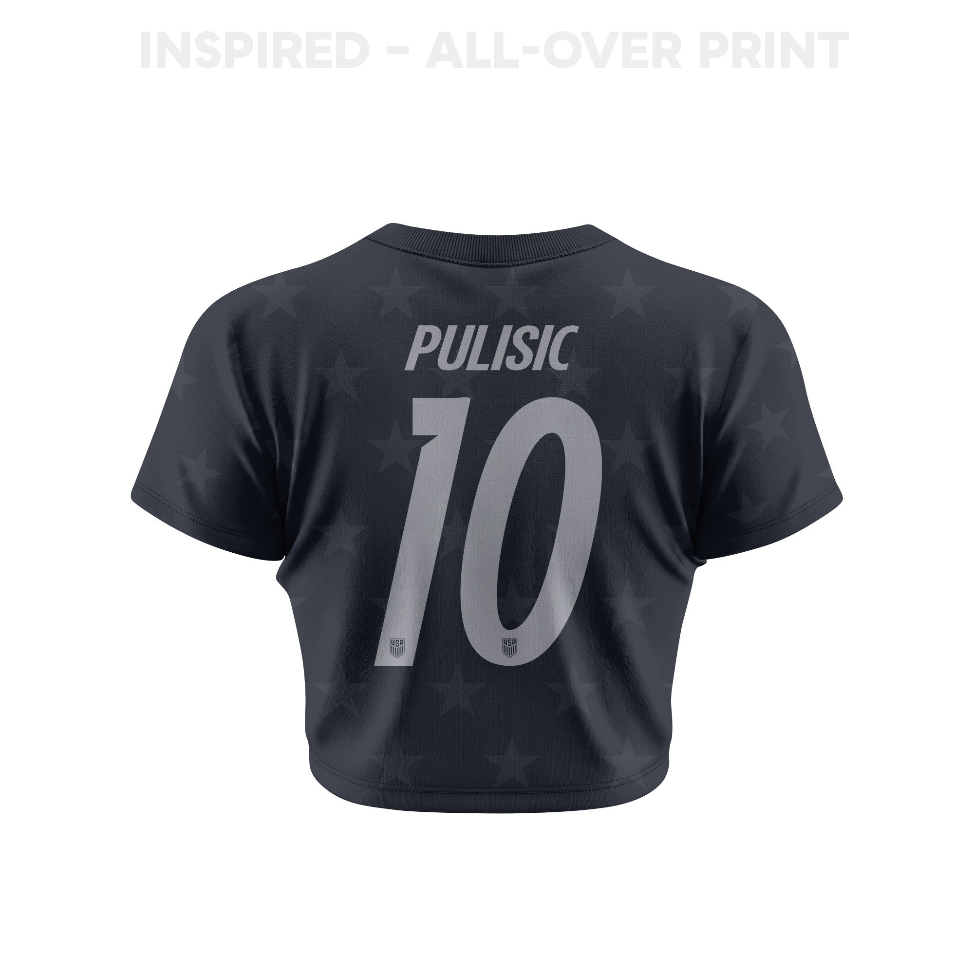 Christian Pulisic 10 USMNT 2026 Women's Away All-Over Print Cropped Jersey - Black